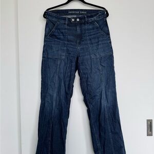 American Eagle Super High Rise Baggy Wide Leg Blue Jeans